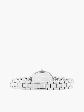 27-mm-Uhr mit strukturiertem ovalem Zifferblatt und Kettenarmband