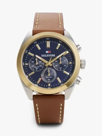40-mm-Chronographenuhr mit Lederarmband 40-mm-Chronographenuhr mit Lederarmband