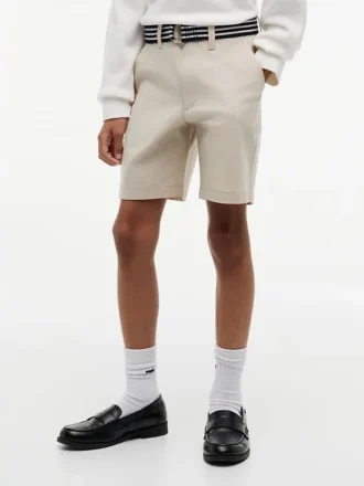 Baggy-Stretch-Chino-Shorts mit Gürtel für Kinder