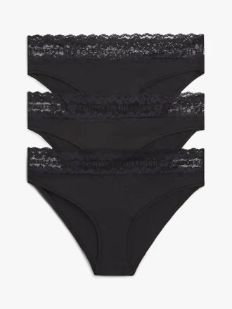 Bikini-Slip mit Spitzenbesatz, 3er-Pack