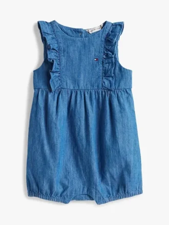 Chambray-Latzhose mit Rüschen für Babys Chambray-Latzhose mit Rüschen für Babys