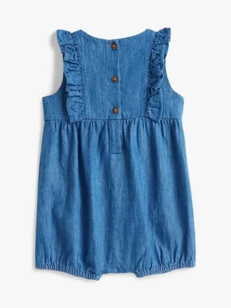 Chambray-Latzhose mit Rüschen für Babys Chambray-Latzhose mit Rüschen für Babys