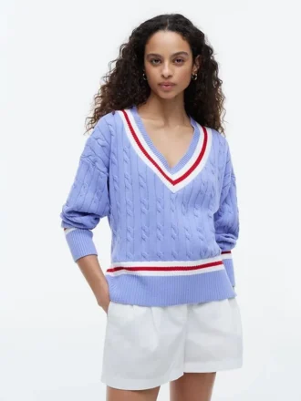 Cricket-Pullover mit Zopfmuster