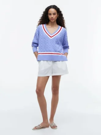 Cricket-Pullover mit Zopfmuster