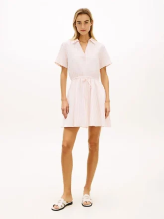 Essential Gestreiftes Kleid aus Leinenmischung