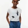 Flip-T-Shirt mit Pailletten-Blumenlogo für Kinder Flip-T-Shirt mit Pailletten-Blumenlogo für Kinder