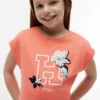 Flip-T-Shirt mit Pailletten-Blumenlogo für Kinder Flip-T-Shirt mit Pailletten-Blumenlogo für Kinder