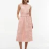 Gerafftes Gingham-Seersucker-Midi-Kleid Gerafftes Gingham-Seersucker-Midi-Kleid