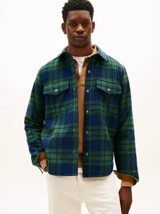 Gesteppte Hemdjacke aus Wollmischung mit Karomuster