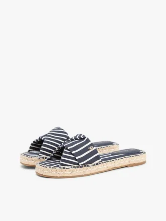 Gestreifte Espadrille-Sandale aus Canvas