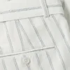 Gestreifte Hose aus Baumwoll-Leinen-Mischung mit Gürtel