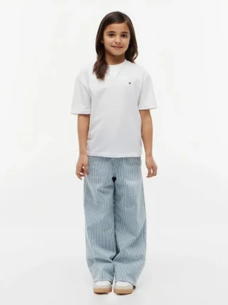 Gestreifte Pull-On-Jeans mit weitem Bein für Kinder