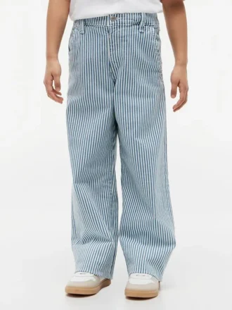 Gestreifte Pull-On-Jeans mit weitem Bein für Kinder