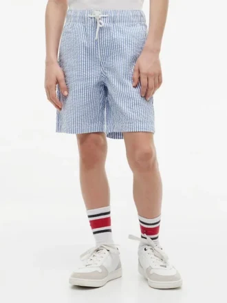 Gestreifte Seersucker-Shorts für Kinder