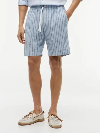 Gestreifte Shorts aus Baumwoll-Leinen-Mischung (18 cm)