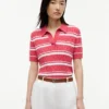 Gestreifter Polo-Pullover mit Zopfmuster
