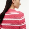 Gestreifter Polo-Pullover mit Zopfmuster