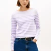 Gestreifter Pullover mit U-Boot-Ausschnitt Gestreifter Pullover mit U-Boot-Ausschnitt