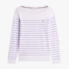 Gestreifter Pullover mit U-Boot-Ausschnitt Gestreifter Pullover mit U-Boot-Ausschnitt