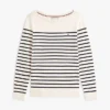 Gestreifter Pullover mit U-Boot-Ausschnitt Gestreifter Pullover mit U-Boot-Ausschnitt