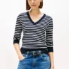 Gestreifter Pullover mit V-Ausschnitt Gestreifter Pullover mit V-Ausschnitt