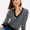 Gestreifter Pullover mit V-Ausschnitt Gestreifter Pullover mit V-Ausschnitt