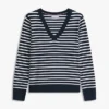 Gestreifter Pullover mit V-Ausschnitt Gestreifter Pullover mit V-Ausschnitt