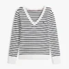 Gestreifter Pullover mit V-Ausschnitt Gestreifter Pullover mit V-Ausschnitt