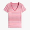 Gestreiftes „Favorite“-T-Shirt mit V-Ausschnitt