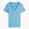 Gestreiftes „Favorite“-T-Shirt mit V-Ausschnitt