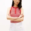 Gestreiftes Henley-Tanktop mit goldenen Knöpfen Gestreiftes Henley-Tanktop mit goldenen Knöpfen
