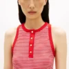 Gestreiftes Henley-Tanktop mit goldenen Knöpfen Gestreiftes Henley-Tanktop mit goldenen Knöpfen