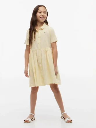 Gestreiftes Kleid aus Baumwoll-Leinen-Mischung für Kinder Gestreiftes Kleid aus Baumwoll-Leinen-Mischung für Kinder
