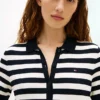 Gestreiftes, leichtes Polo-Strickkleid Gestreiftes, leichtes Polo-Strickkleid