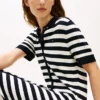 Gestreiftes, leichtes Polo-Strickkleid Gestreiftes, leichtes Polo-Strickkleid