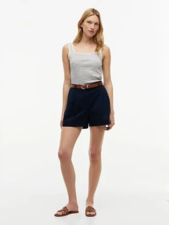 Gestreiftes Pointelle-Tanktop mit quadratischem Ausschnitt