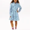 Gestreiftes Popeline-Stufenkleid für Kinder