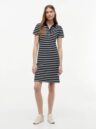 Gestreiftes Stretch-Piqué-Polokleid Gestreiftes Stretch-Piqué-Polokleid