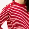 Gestreiftes Sweatshirt mit U-Boot-Ausschnitt und goldfarbenen Knöpfen