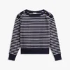 Gestreiftes Sweatshirt mit U-Boot-Ausschnitt und goldfarbenen Knöpfen