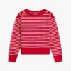 Gestreiftes Sweatshirt mit U-Boot-Ausschnitt und goldfarbenen Knöpfen