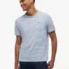 Gestreiftes T-Shirt aus Leinenmischung mit Tasche Gestreiftes T-Shirt aus Leinenmischung mit Tasche