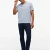 Gestreiftes T-Shirt aus Leinenmischung mit Tasche Gestreiftes T-Shirt aus Leinenmischung mit Tasche