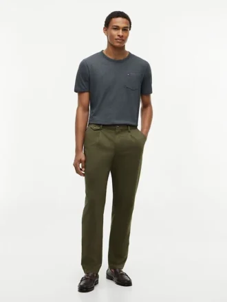 Gestreiftes T-Shirt aus Leinenmischung mit Tasche