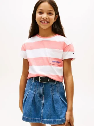 Gestreiftes T-Shirt mit Tasche für Kinder