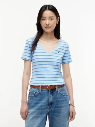 Gestreiftes V-Ausschnitt-T-Shirt „Favorite“