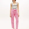 Gingham-Seersucker-Hose mit Gürtel und konischem Schnitt Gingham-Seersucker-Hose mit Gürtel und konischem Schnitt