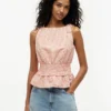 Gingham-Seersucker-Tanktop mit Raffungen Gingham-Seersucker-Tanktop mit Raffungen