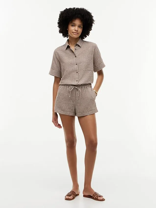 Gingham-Shorts aus Leinenmischung Gingham-Shorts aus Leinenmischung