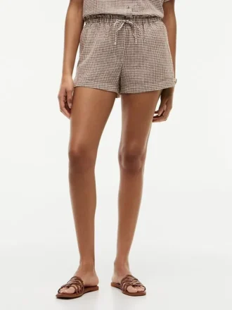 Gingham-Shorts aus Leinenmischung Gingham-Shorts aus Leinenmischung